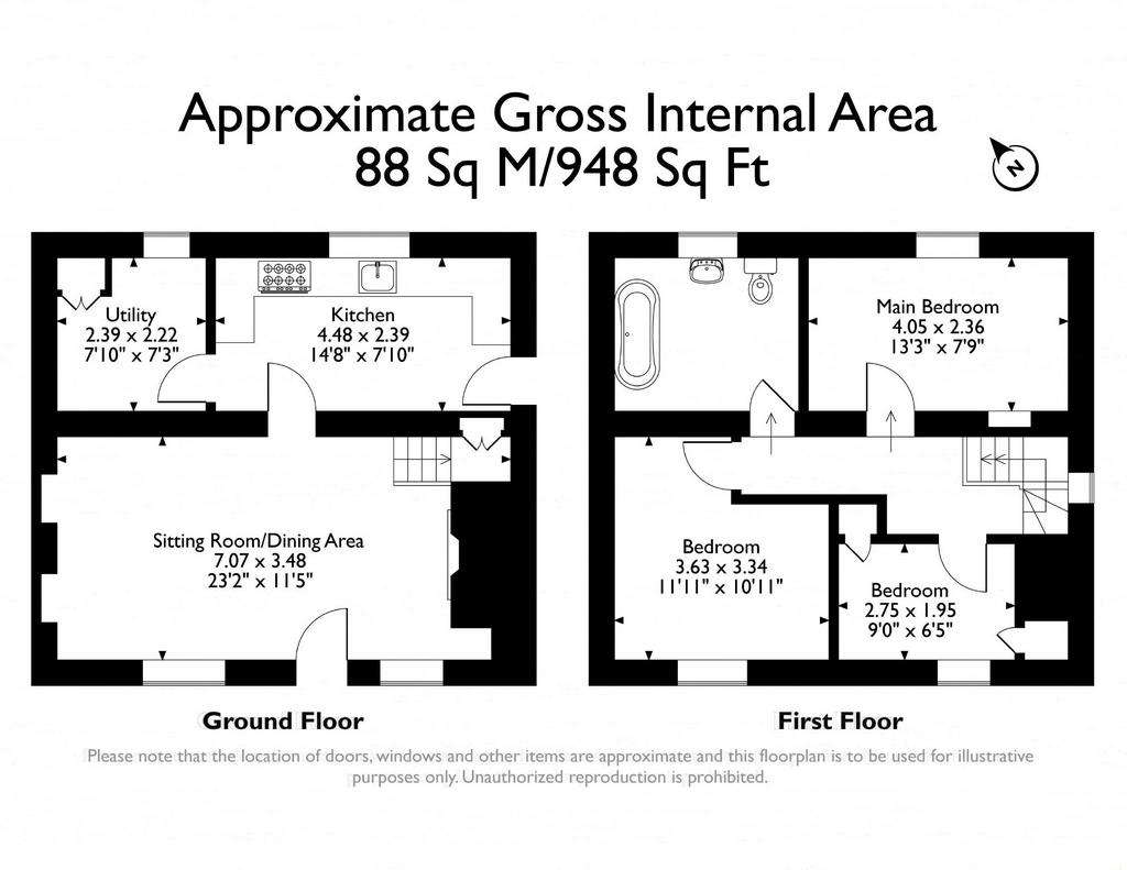 3 bedroom end of terrace house for sale - floorplan