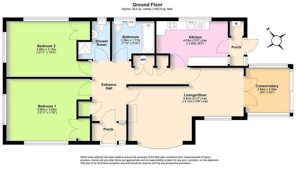 2 bedroom bungalow for sale - floorplan