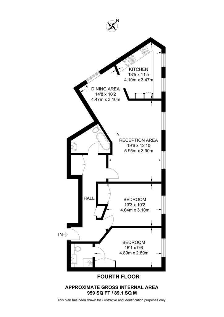 2 bedroom flat to rent - floorplan