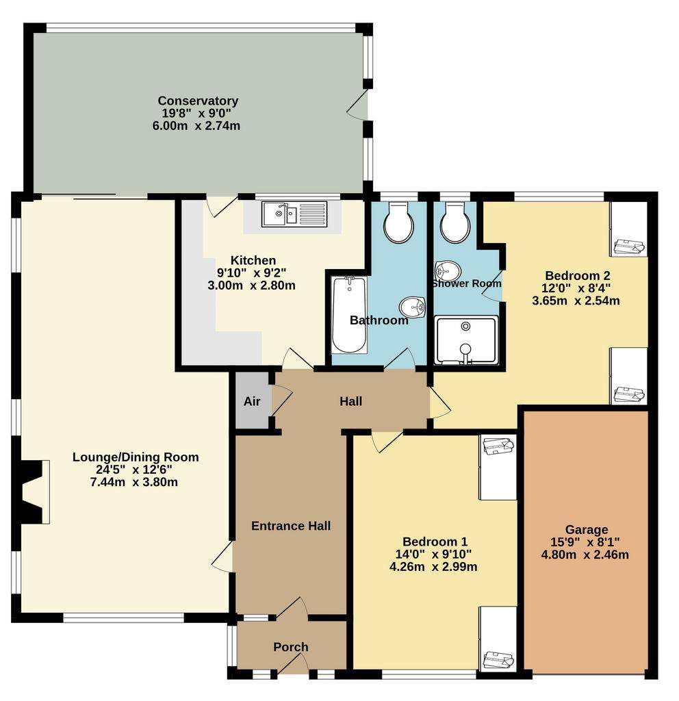 2 bedroom bungalow for sale - floorplan