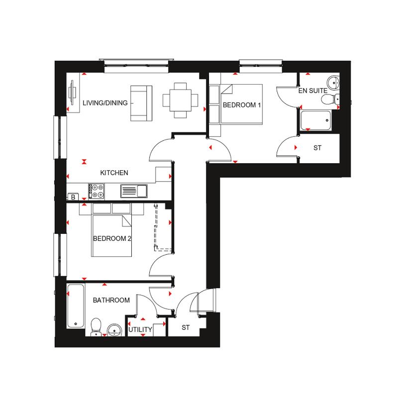 2 bedroom flat for sale - floorplan