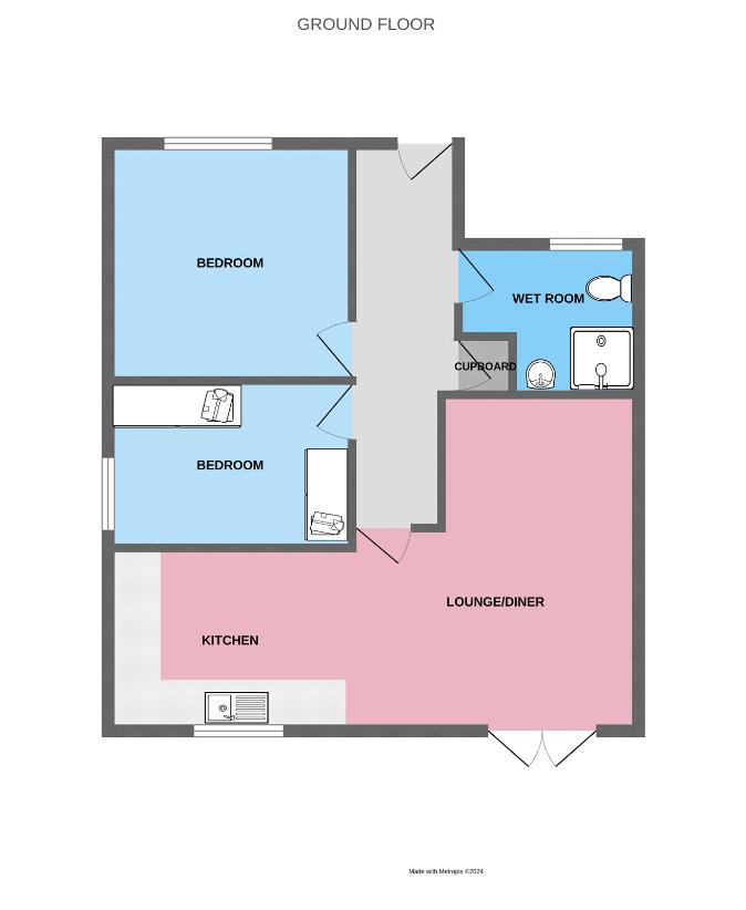 2 bedroom bungalow for sale - floorplan