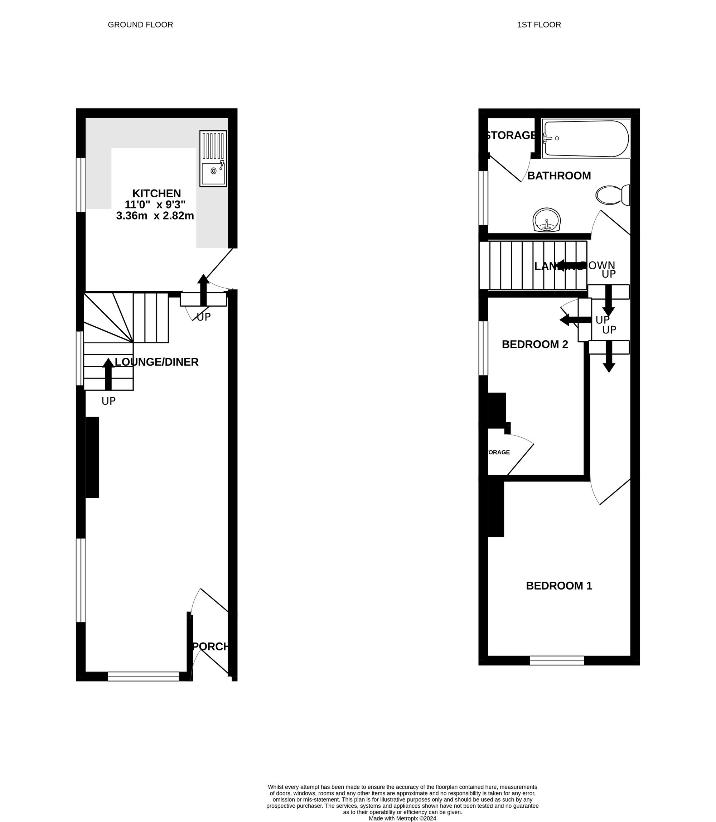 2 bedroom end of terrace house for sale - floorplan