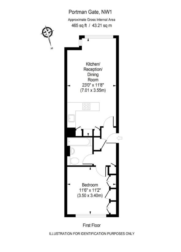 1 bedroom flat for sale - floorplan