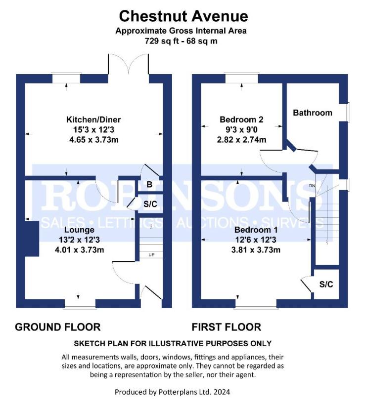 2 bedroom semi-detached house for sale - floorplan