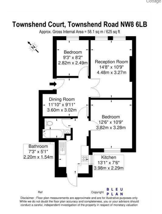 3 bedroom flat to rent - floorplan