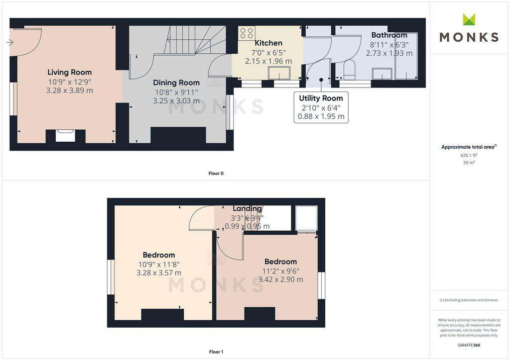 2 bedroom end of terrace house for sale - floorplan