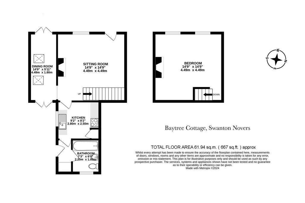 1 bedroom cottage for sale - floorplan