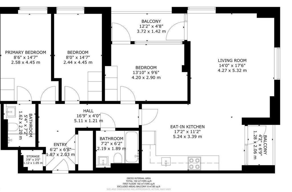 3 bedroom flat to rent - floorplan