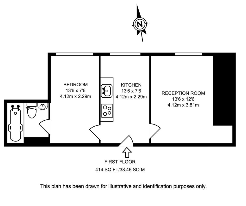 1 bedroom flat to rent - floorplan