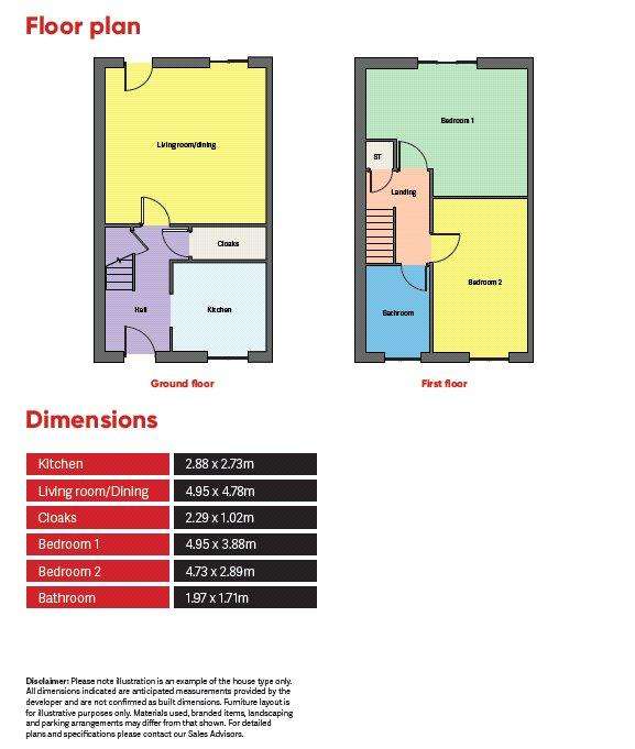 2 bedroom terraced house for sale - floorplan