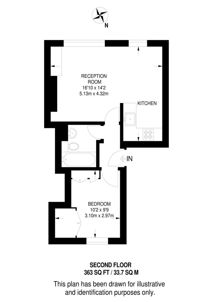 1 bedroom flat to rent - floorplan