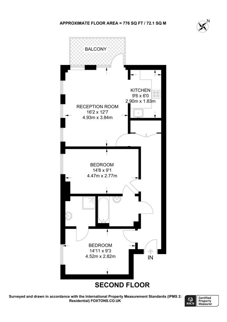 2 bedroom flat to rent - floorplan