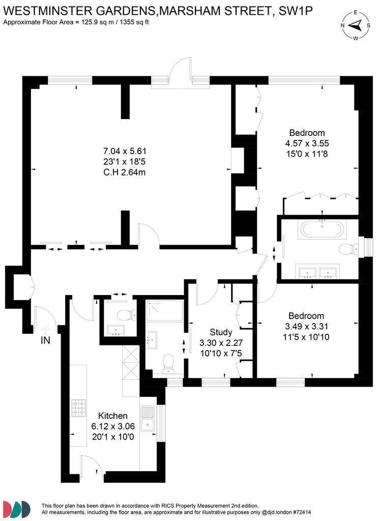 2 bedroom flat to rent - floorplan