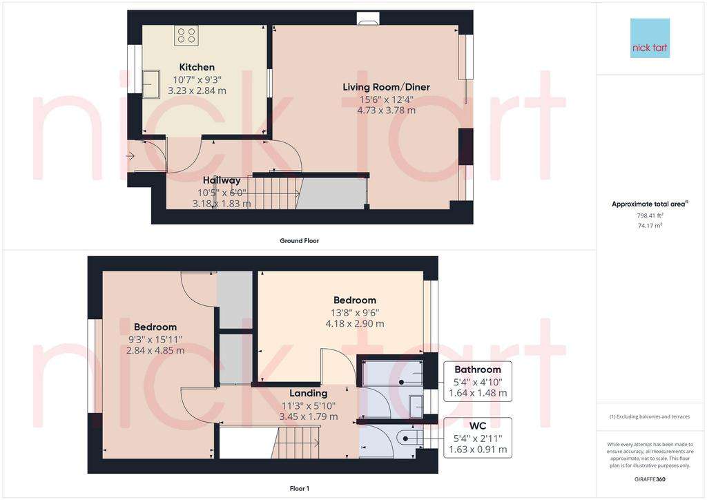 2 bedroom terraced house for sale - floorplan