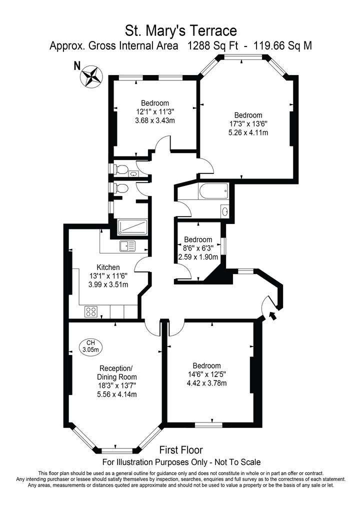 3 bedroom flat to rent - floorplan