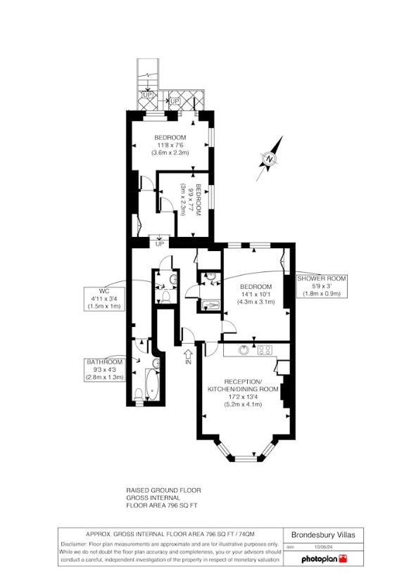 3 bedroom flat for sale - floorplan