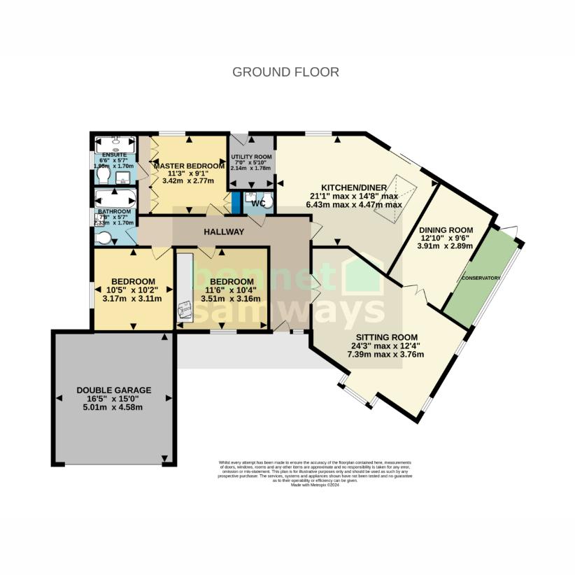 3 bedroom bungalow for sale - floorplan