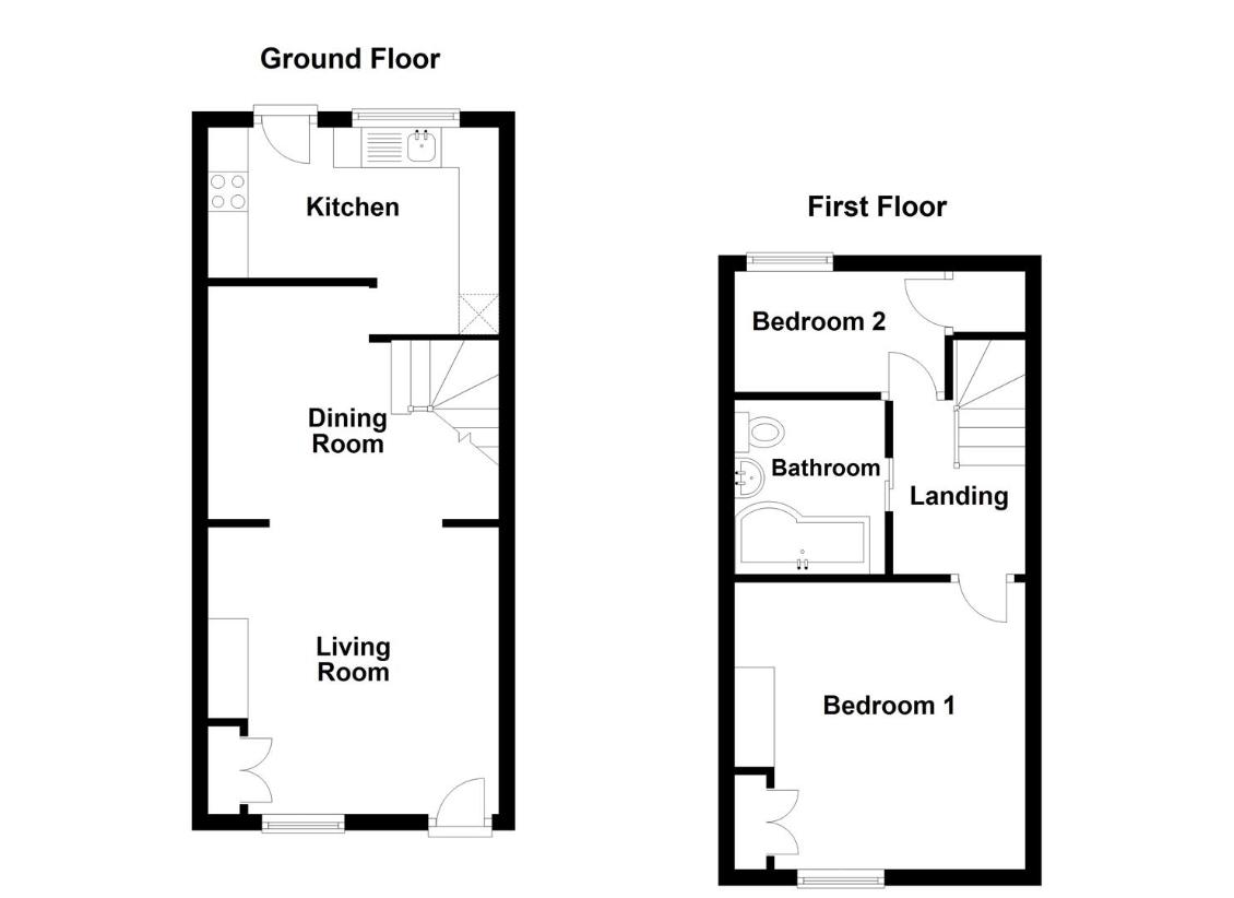 2 bedroom terraced house for sale - floorplan