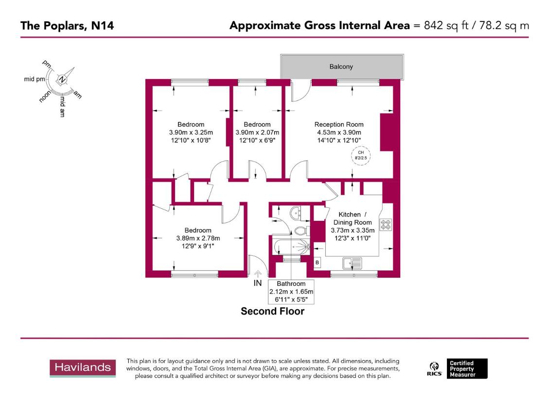 3 bedroom flat for sale - floorplan