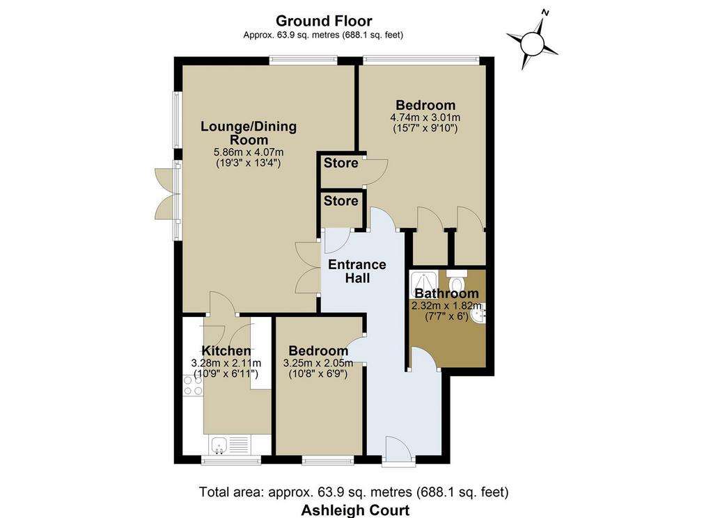 2 bedroom flat for sale - floorplan