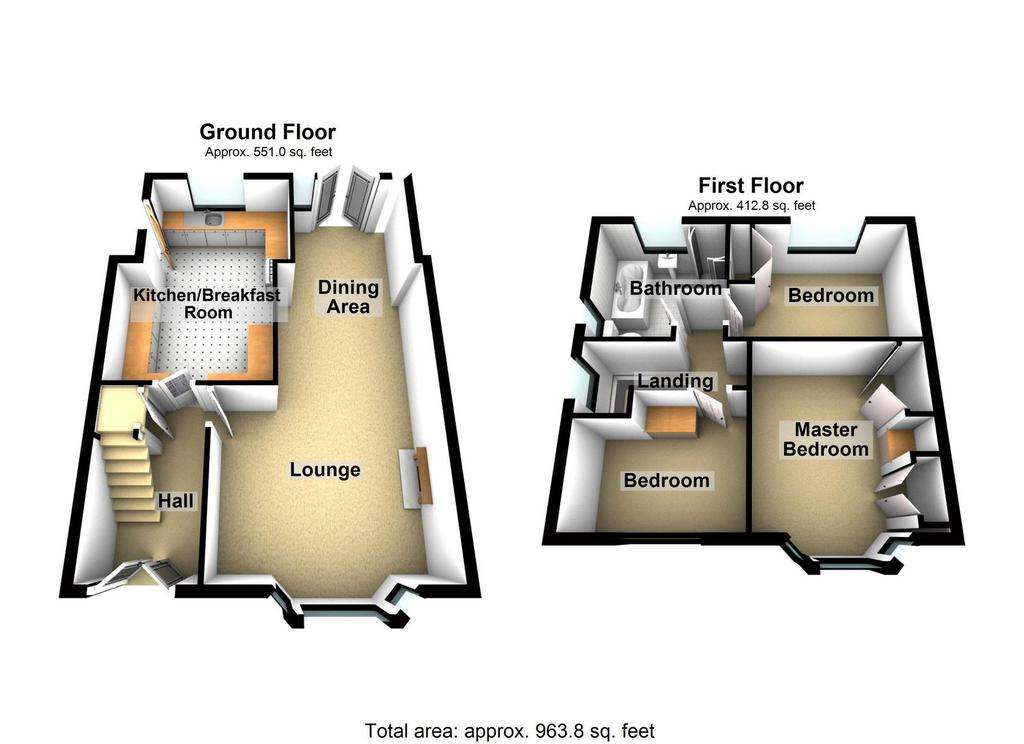 3 bedroom semi-detached house for sale - floorplan