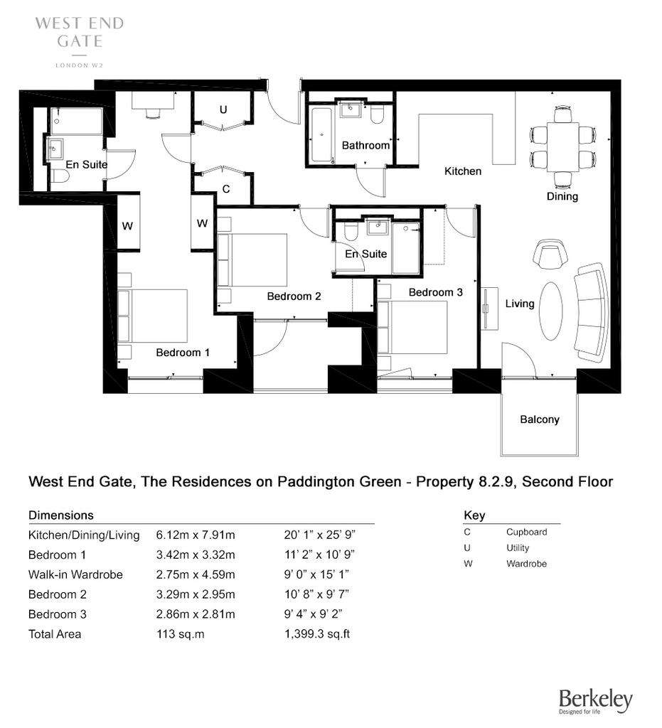 3 bedroom flat for sale - floorplan