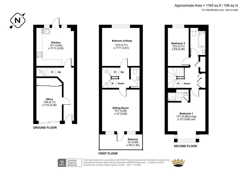 3 bedroom terraced house for sale - floorplan