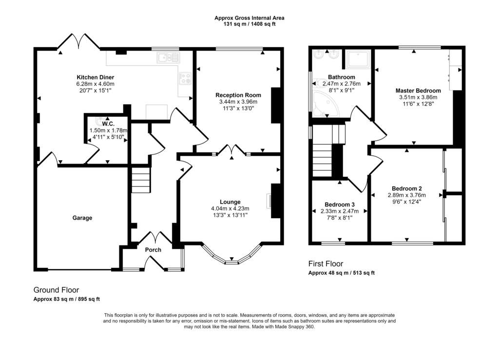 3 bedroom semi-detached house for sale - floorplan