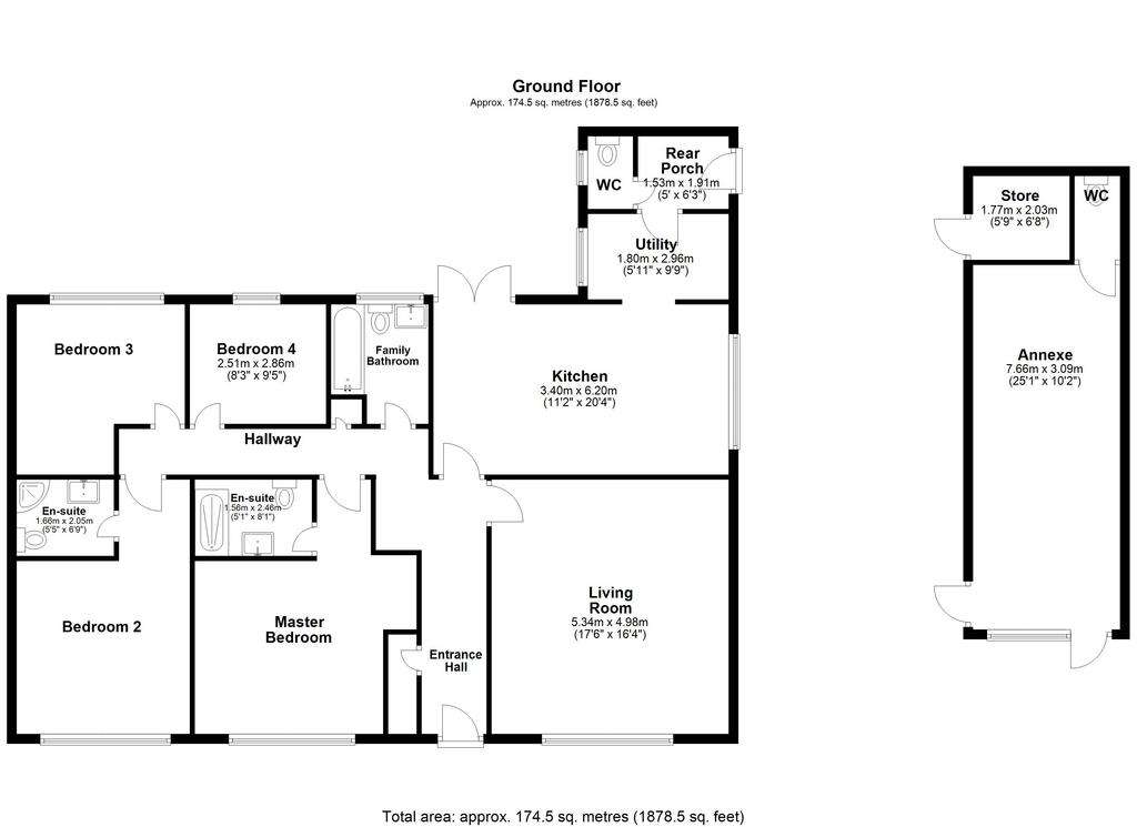 4 bedroom bungalow for sale - floorplan