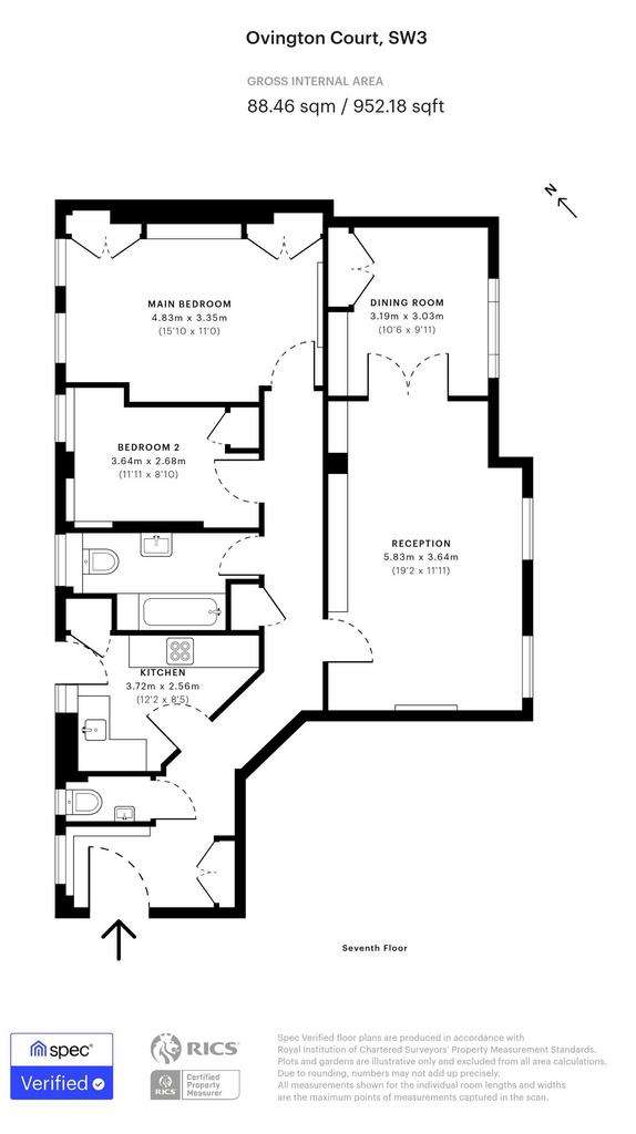 2 bedroom flat to rent - floorplan