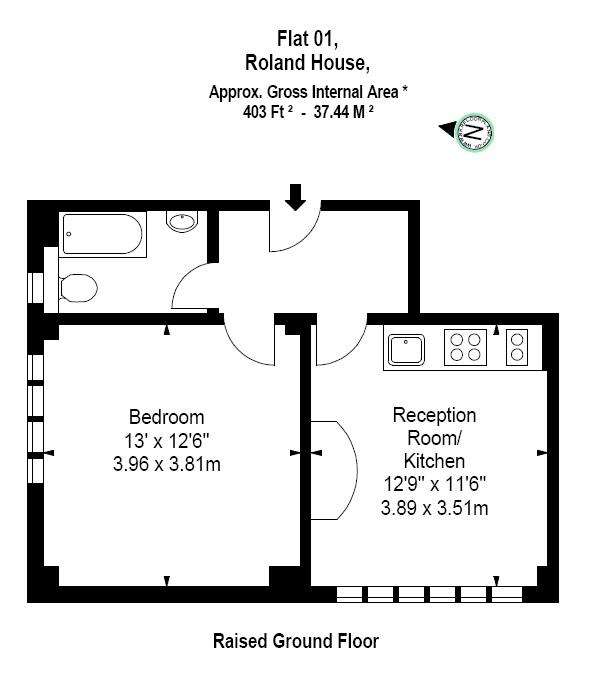 1 bedroom flat to rent - floorplan