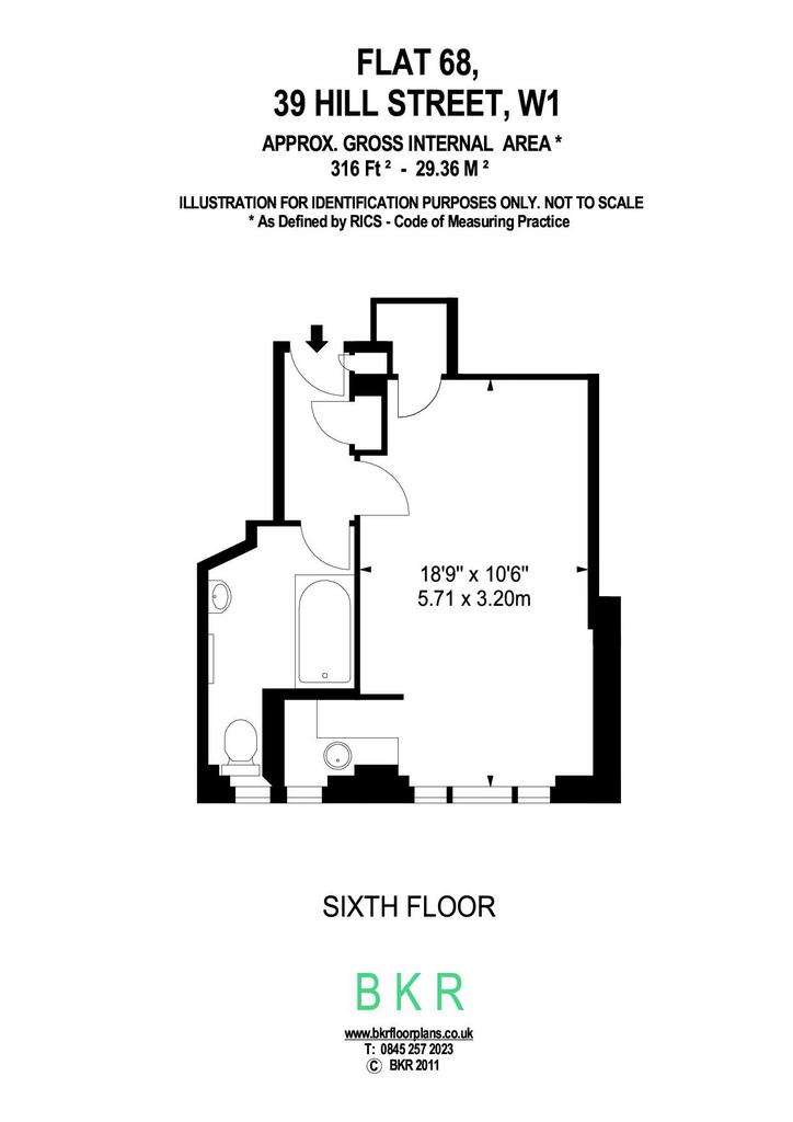 Studio flat to rent - floorplan