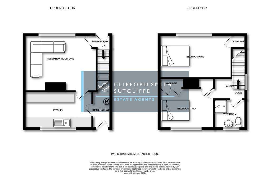 2 bedroom semi-detached house for sale - floorplan