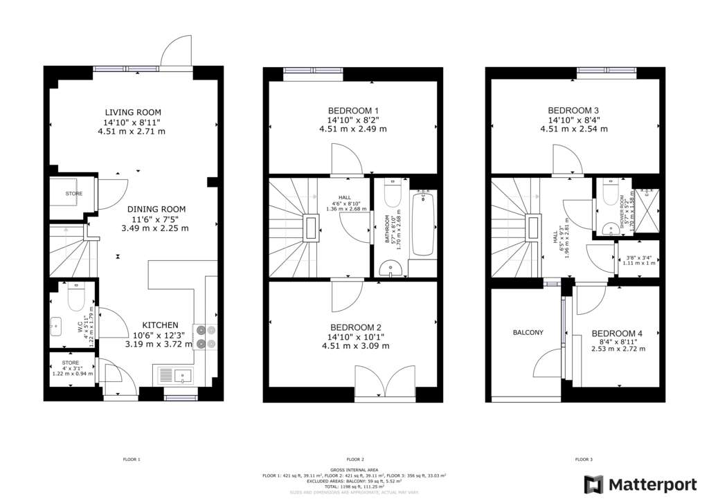 4 bedroom town house for sale - floorplan