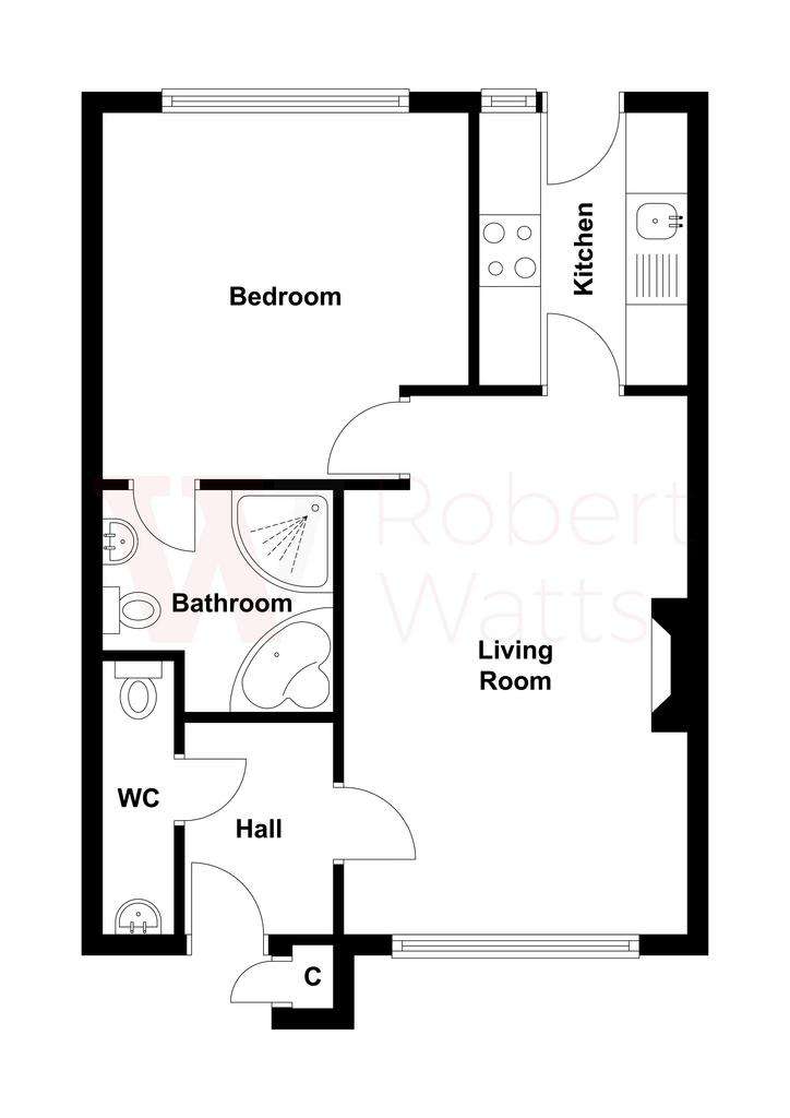 1 bedroom bungalow for sale - floorplan