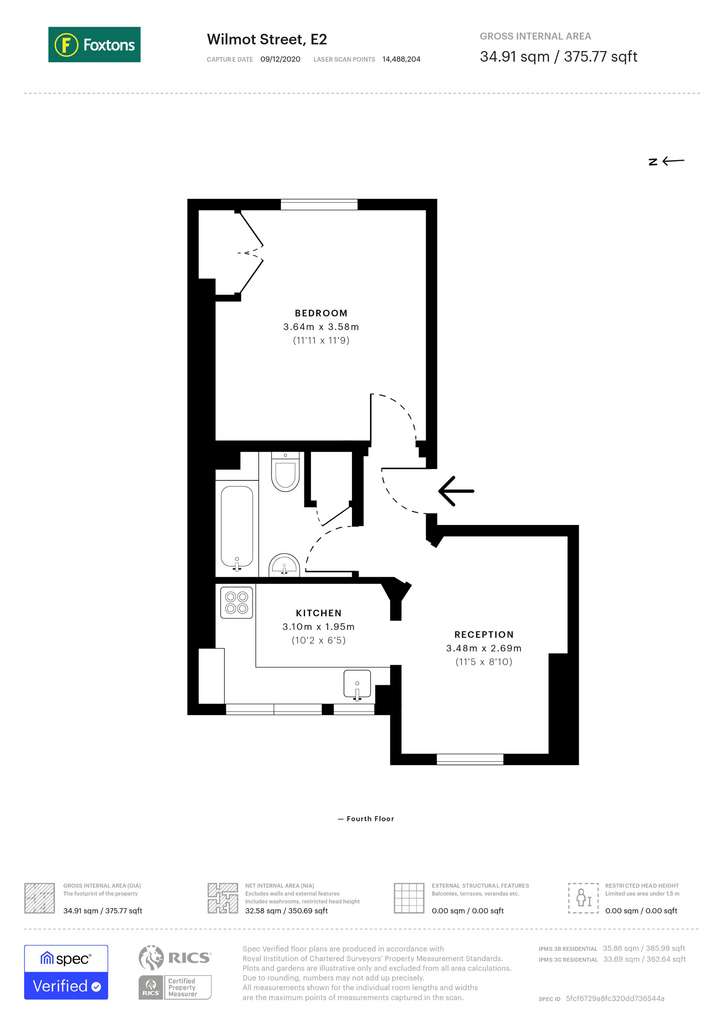 1 bedroom flat to rent - floorplan