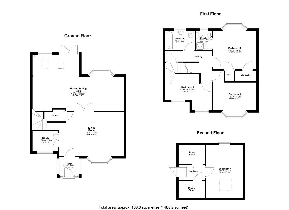 4 bedroom semi-detached house for sale - floorplan