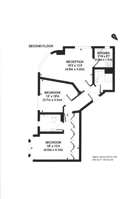 2 bedroom flat for sale - floorplan