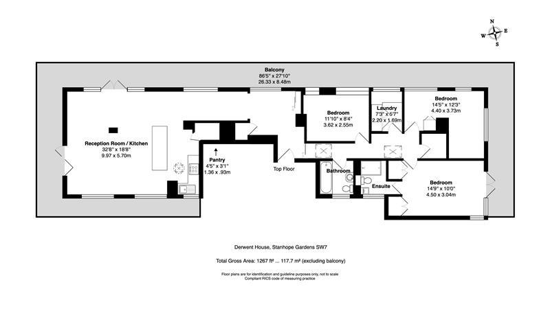 3 bedroom flat for sale - floorplan