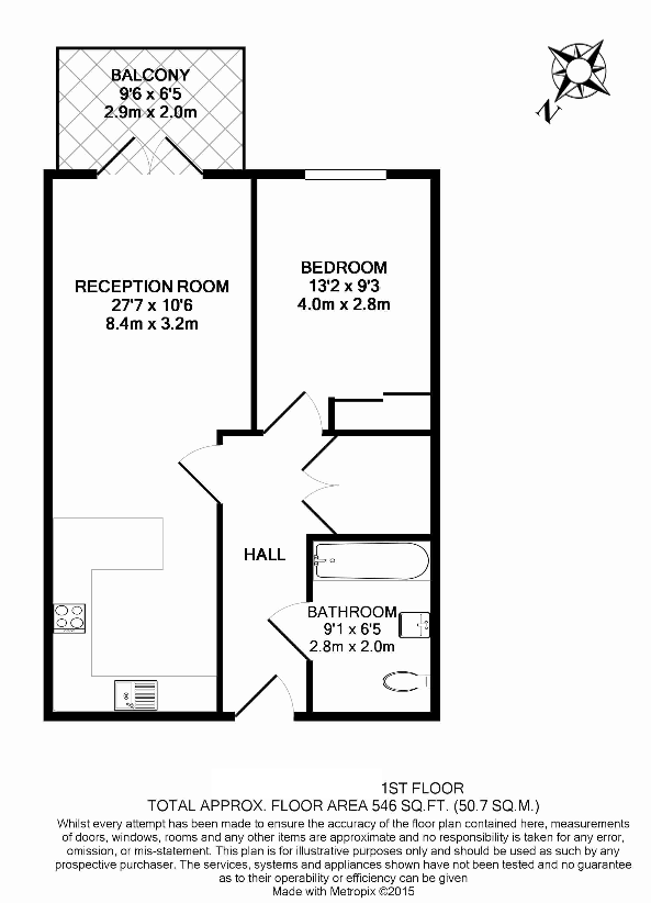 1 bedroom flat for sale - floorplan