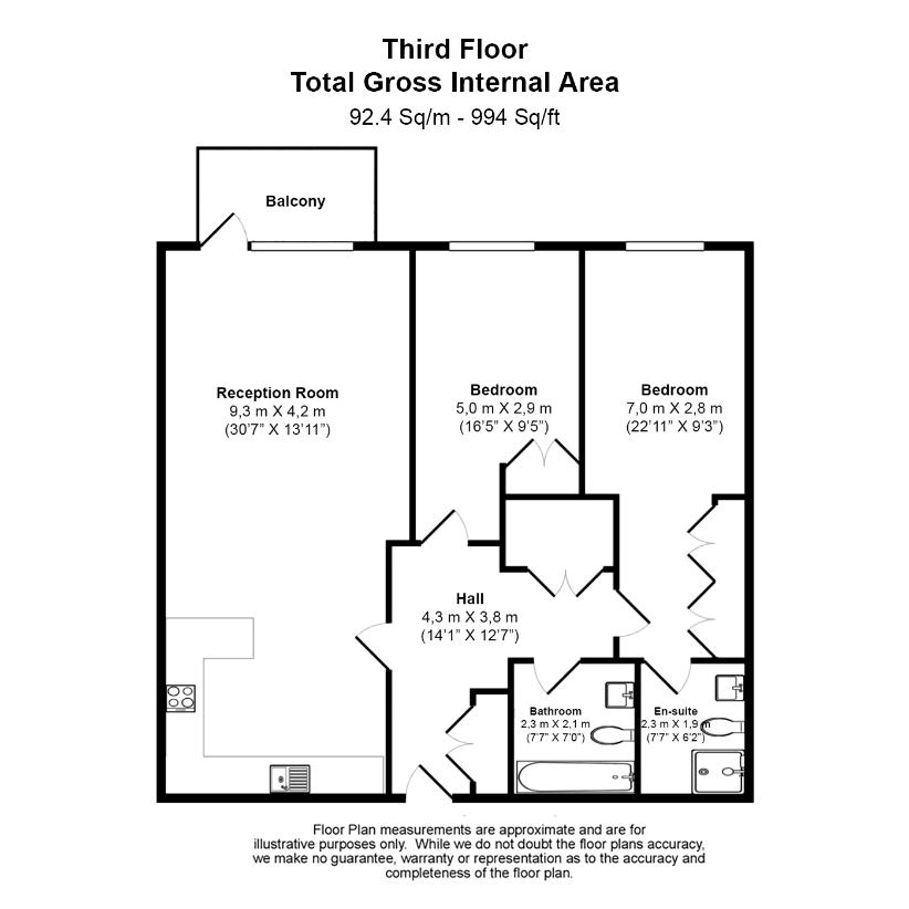 2 bedroom flat for sale - floorplan