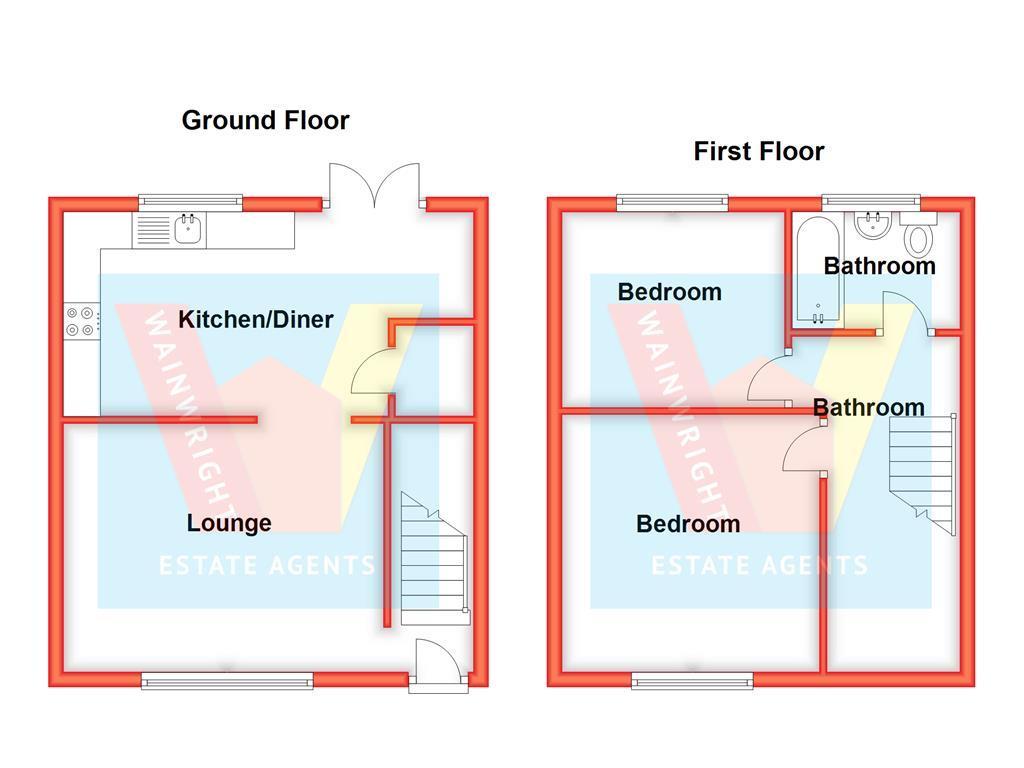 2 bedroom terraced house for sale - floorplan