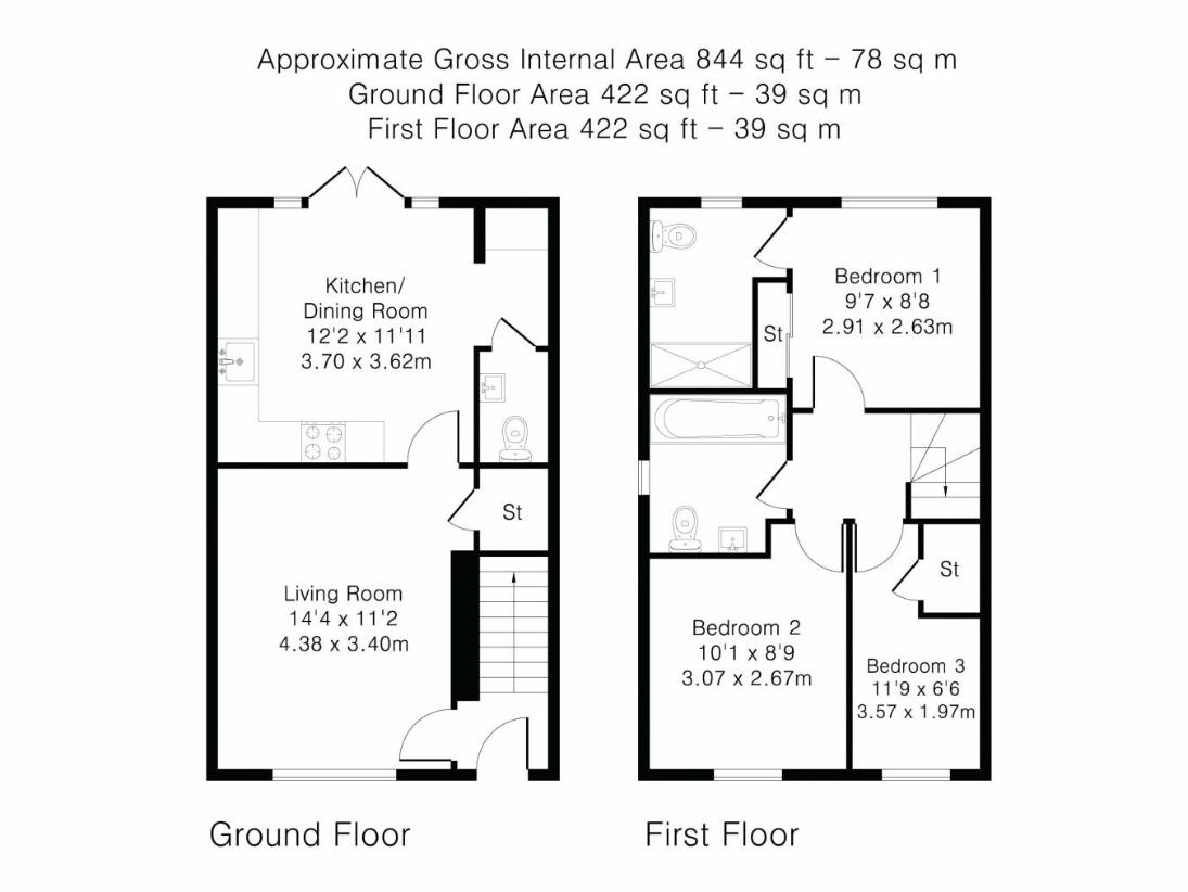 3 bedroom semi-detached house for sale - floorplan