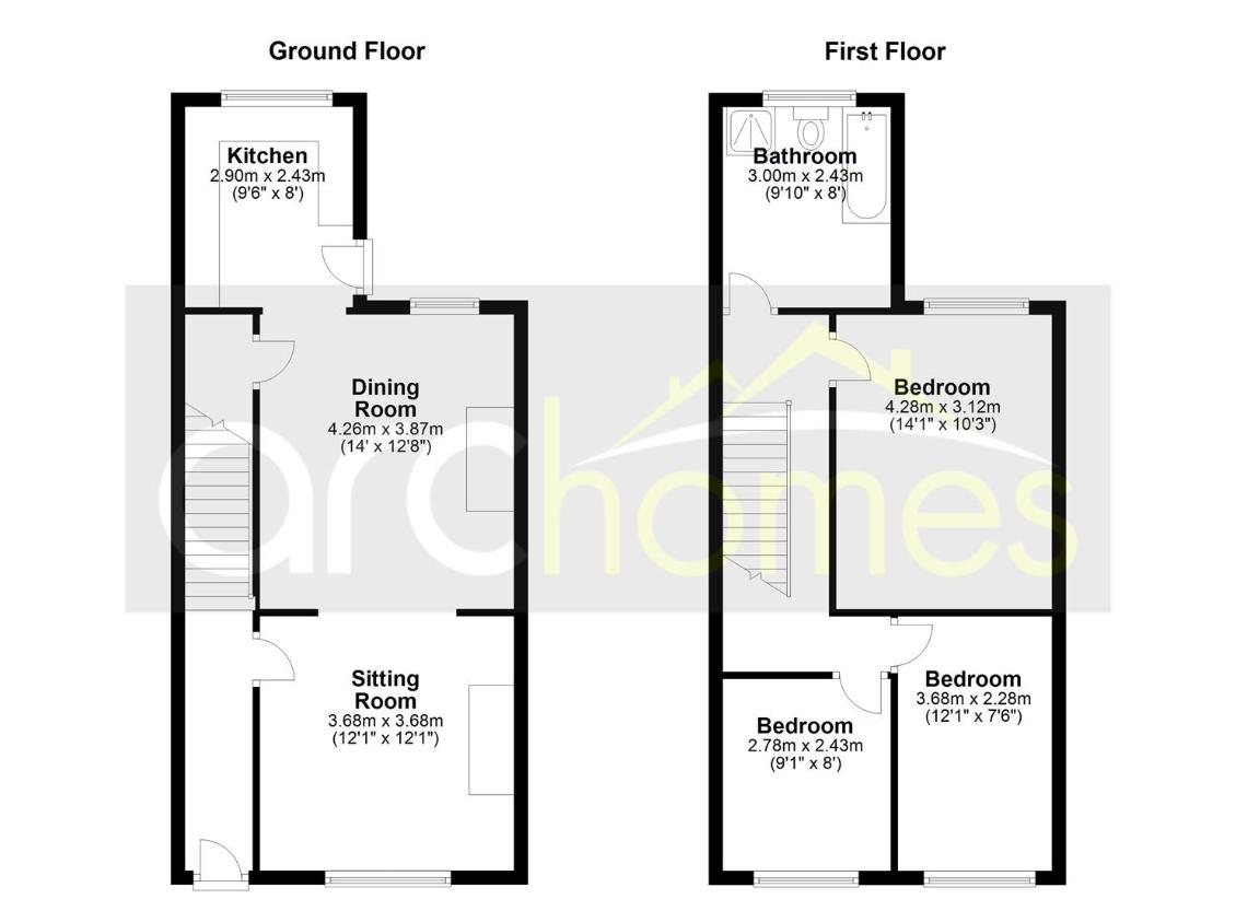 3 bedroom terraced house for sale - floorplan