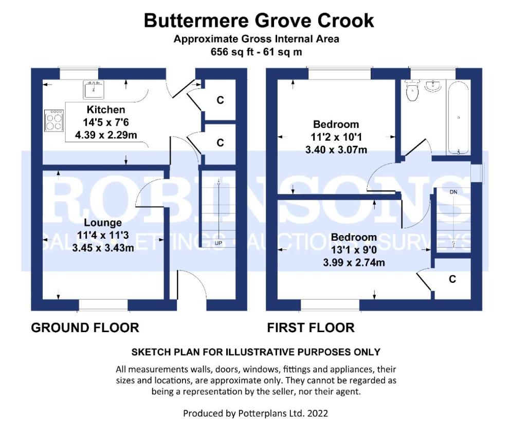 2 bedroom semi-detached house for sale - floorplan