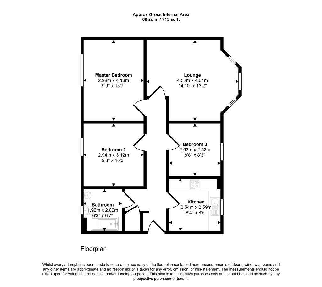 3 bedroom flat for sale - floorplan