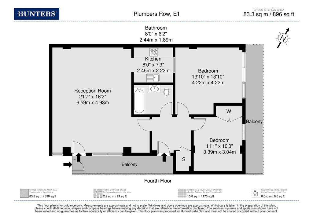 2 bedroom flat to rent - floorplan