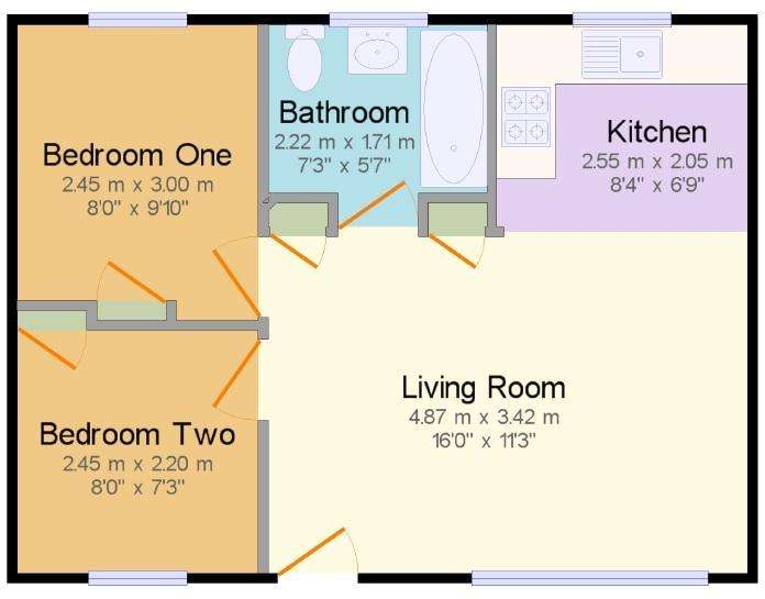 2 bedroom bungalow for sale - floorplan