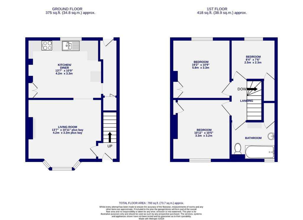 3 bedroom terraced house for sale - floorplan